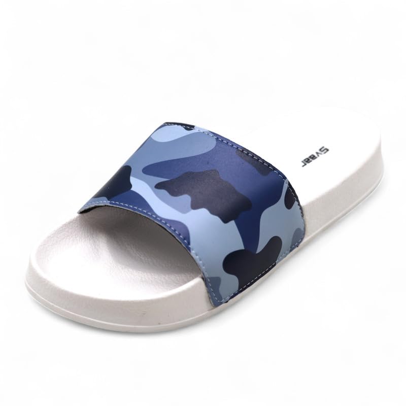 Image of SVAAR Men's Camouflage Printed Slides | Soft Cushioned Slip-On Slippers for Casual, Indoor & Outdoor Use