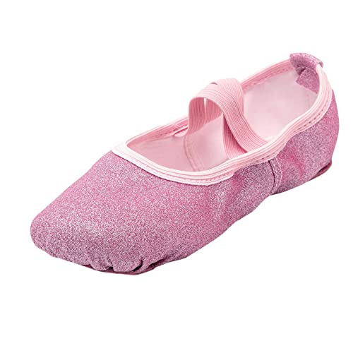 Girls Ballet Shoes Glitter Split-Sole Dance Slippers Toddler Kid Practice Flats Girls Slip On Dress Shoes