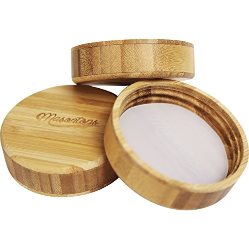Timber Tops - Bamboo Wood Wide-Mouth Mason Jar Storage Lids with Silicone Seal - 3 Pack - Wide