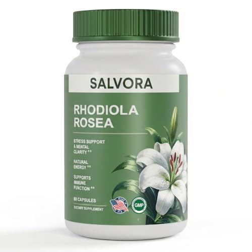 Salvora Rhodiola Rosea Supplement Golden Root Adaptogen Capsules - Rhodiola Rosea Extract Powder Alternative with Salidroside for Stress Support - Energy Focus & Performance