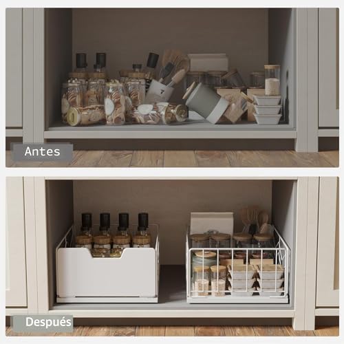 Miniatura 4 de Netel 2 Piezas Organizador De Gabinete Extraíble,No Drill Con,Organizador De Cajones De Cocina,Cajones Extraibles Para Cocina,Adecuado Para Cocina Baño, Etc,40 30 17.5 Cm