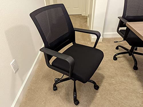 Clatina Office Chair, Mid Back Ergonomic Desk Chairs Rolling Mesh Computer Chair With Executive Lumbar Support And Height Adjustable Design For Home Office, Black #TOP6