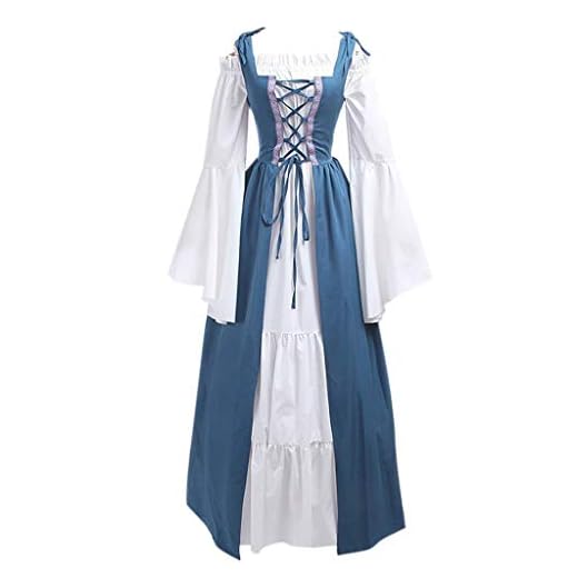 RISTHY Vestidos de Fiesta Gótico Mujeres Vestidos Medieval Vestidos Cosplay Manga Trompeta Retro Cuello Cuadrado Renacentista Princesa de Las Mujeres Vestidos Largos para Mujeres