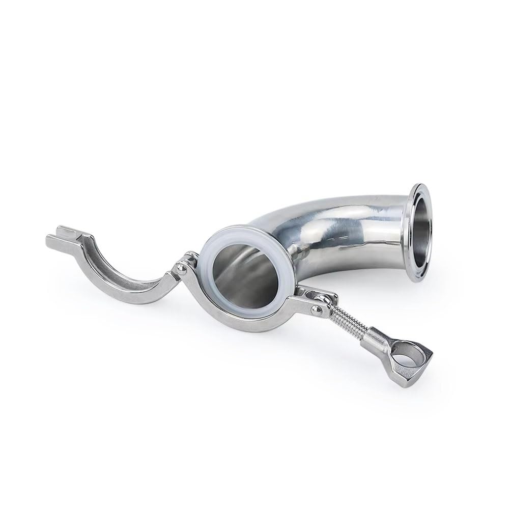 1 zestaw 304 SS kolano 90° sanitarne - kompatybilne z zaciskiem Tri Clamp (1,5"/2"/2,5") z uszczelką silikonową do kontaktu z żywnością(45mmx64)