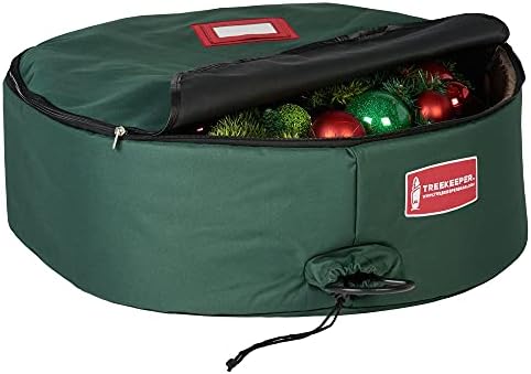 [36 Inch Wreath Storage Container] - for Christmas Wreath up to 36 Inches in Diameter | Bag Hooks Directly to Your Wire Wreath Frames to Prevent Sagging and Deformed Wreaths | Tree Keeper (36-Inch)