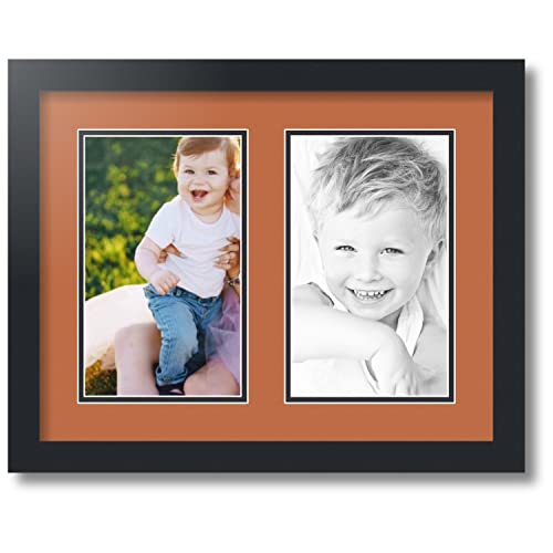 ArtToFrames Collage Photo Frame Double Mat with 2 - 6x10 Openings and Satin Black Frame