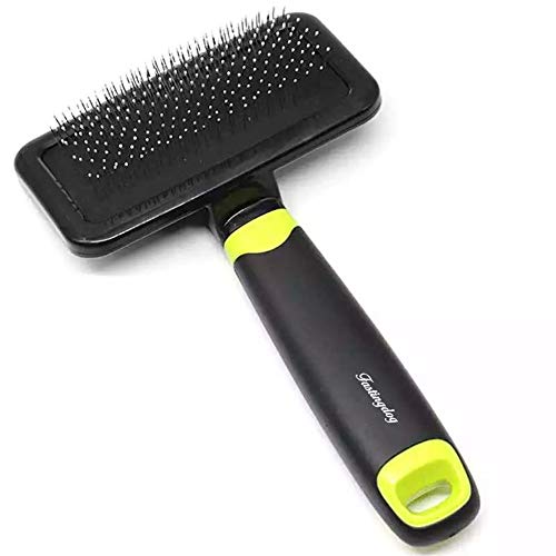 FASTINGDOG Dog Grooming Slicker Brush, Cat Dog Grooming Slicker Massage Brushes, Soft Bristle Bath Brush for Cats, Double-Sided Spring Comb Shedding Grooming Tools (M)