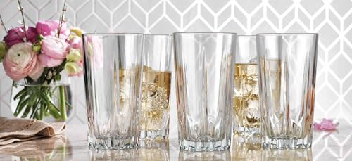 Glaver's Klasyczne szklanki do picia, zestaw 10 staromodnych szklanek typu highball, 445 ml, eleganckie naczynia szklane, szklanki barowe, woda, piwo, sok, koktajle.
