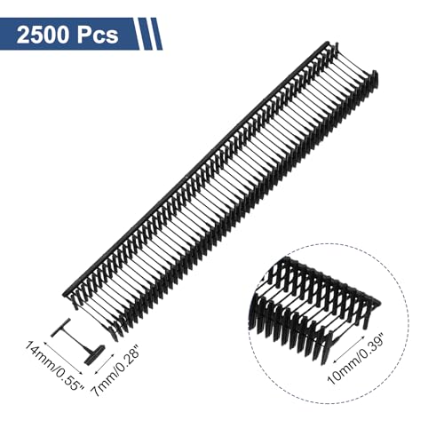 QUARKZMAN 2500 Stück Heftfäden für Etikettierpistole Standard, 10mm Tag Pins aus Kunststoff für Karton Etiketten mit Loch, Etikettierung von Kleidung und Textil, Schwarz