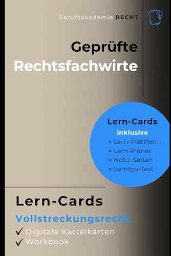 Karteikarten (digital) für Rechtsfachwirte ⚖️VOLLSTRECKUNGSRECHT: ✅200 Digitale Karteikarten ✅ FACH: Vollstreckungsrecht ✅ Inkl. Lern-Plattform ➡️ ... (Karteikarten für Rechtsfachwirte)