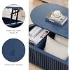 43.3''Lift Top Coffee Table with Storage, Oval Center Table with Hidden Compartment, Mid Century Modern Coffee Tables for Living Room,Fluted Wooden Lift Tabletop for Small Space Apartment Office, Blue