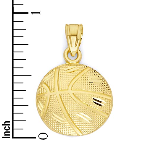 10k Solid Gold Basketball Pendant Sports Fan Casual Everyday Wear, Ball Charm Baller Jewelry Tournament Trophy for League4
