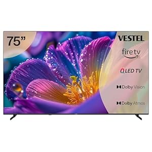 Vestel QLED Fernseher 75 Zoll Fire TV 4K UHD Fernseher, Smart TV mit Dolby Vision HDR, Dolby Atmos und integriertem Triple-Tuner, HDR TV 75QF9940 schwarz
