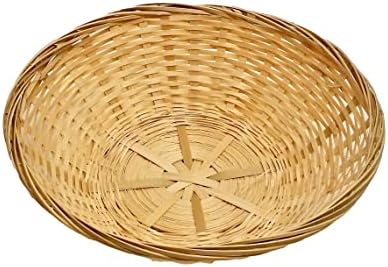 Set of 8 Vintage Round Natural Bamboo Wicker Bread Basket Handmade Woven Storage Trinket Fruit Hamper Trays 20cm New