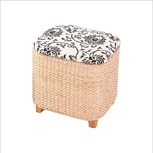 Ottomanischer Hocker, Holzhocker, handgefertigt, Rattan-Fußhocker,...