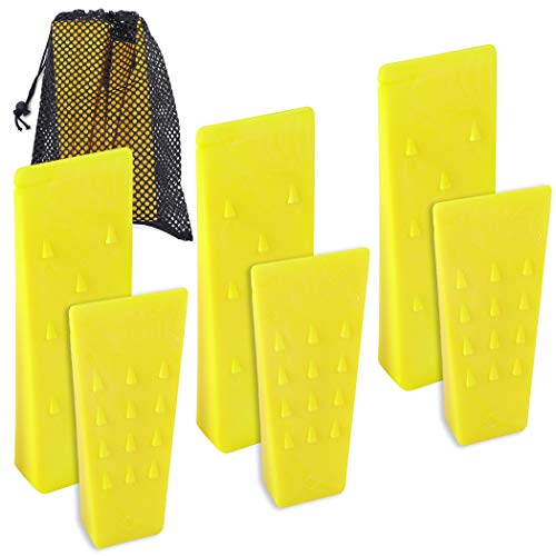6 Pack Tree Felling Wedges with Spikes for Safe Tree Cutting â€“ 3 Each of 8â€ and 5.5â€ Wedges with Storage Bag; 6 Felling Dogs to Guide Trees Stabilize and Safely to Ground for Loggers and Fallers