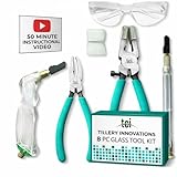 Professional Four Piece Stained Glass Tool Kit with Running Pliers, Breaking and Grozing Pliers and Pistol Grip Cutter with FREE BONUS Safety Glasses. Perfect for Stained Glass, Mosaics and Fusing