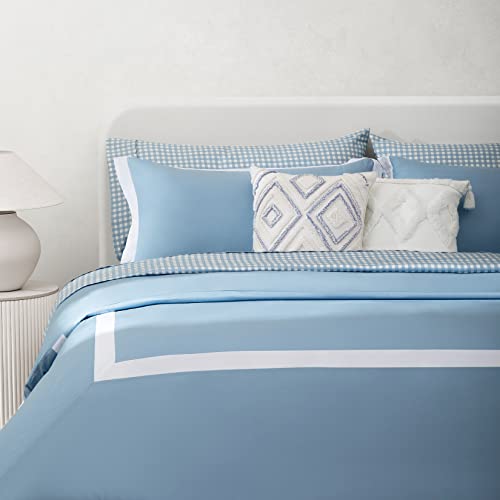 La Jolie Muse King Duvet Cover Set, 100% Combed Cotton Duvet Cover King Size, Soft And Breathable Bedding Set For All Seasons (King, Sky Blue) #TOP23