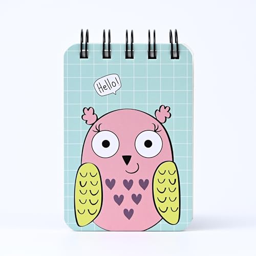 Image of Spiral Pocket Notebook (7.5 x 11 cm) | Cute Mini Notepad | Small Handy Notebook for School, Office & Personal Notes (Owl)