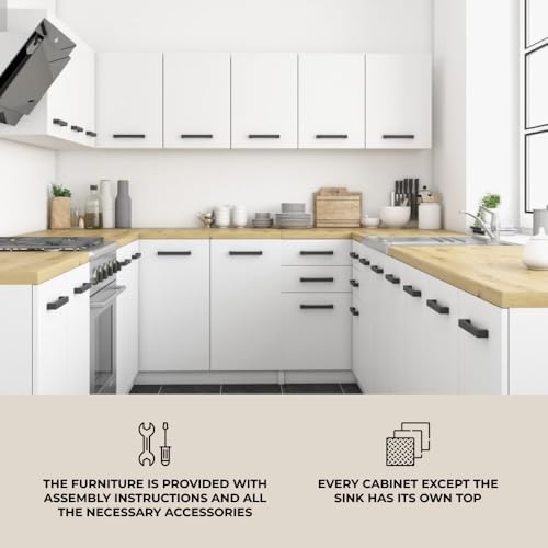 HOME HUB JASPER | 200 cm Kitchen Cabinet Ensemble with 6 Units | Worktop INCLUDED | Complete Kitchen Cabinet Kit - Image 5