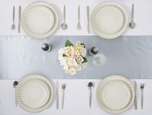 12 Pack Silver Table Runner 12x108 Inches Long, Satin Silk-Like Smooth Table Decor for Wedding Birthday Party by VCUSUELER - Used condition - Image 5