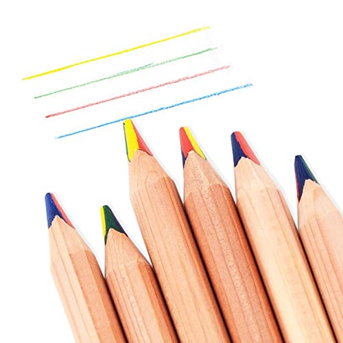 Wenplus 10 Stück Buntstift 4 in1 Regenbogen Buntstift Zeichnung Regenbogen Buntstift Dicker Holz Buntstift für Kinder Studenten Kunstmalerei Cover