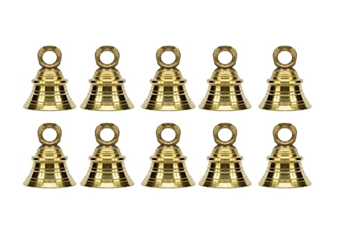 Image of SKSM Metal Decorative Brass Hanging Bells with J HOOK'S | Brass Jingle Bell for Christmas | Brass Bell for Temple (Gold,2 inch,Pack of 10)