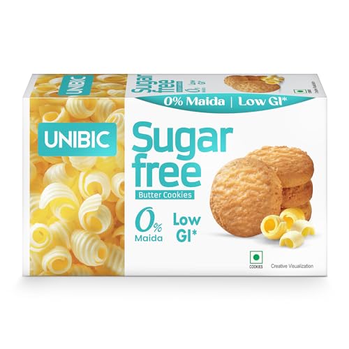 Unibic Sugar Free Butter Cookies 202.5g I Low GI No Maida I Sugar-Free Snack I Healthy Cookies (weight may vary)