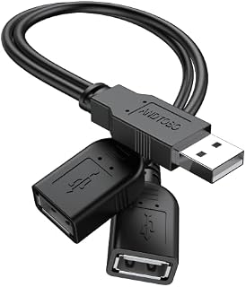 ANDTOBO 【2023 Upgraded】 USB 2.0 A Male to 2 Dual USB Female Jack Y Splitter Hub Power Cord Extension Adapter Cable