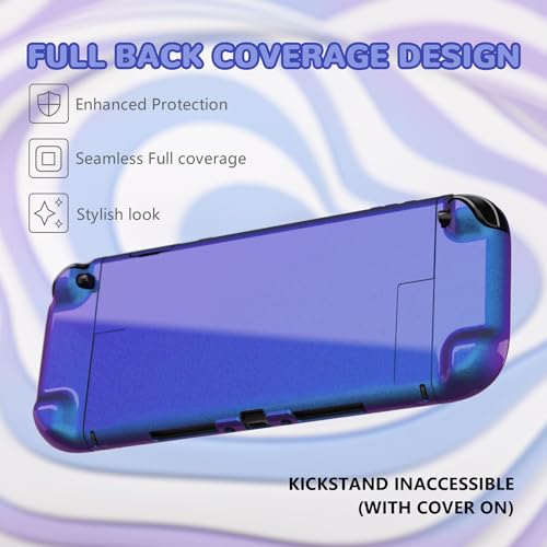 Image of PlayVital Glossy Protective Case for Nintendo Switch 2 with Extra Stand & Thumb Grip Caps | Solid Color Series, Chameleon Purple Blue