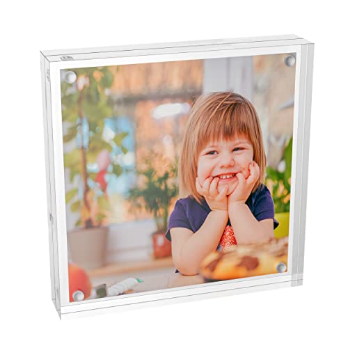 Sezanrpt Clear Booth - Cornice portafoto quadrata in plexiglass, 13 x 13 cm, 10 x 10 cm, 7,5 x 7,5 cm