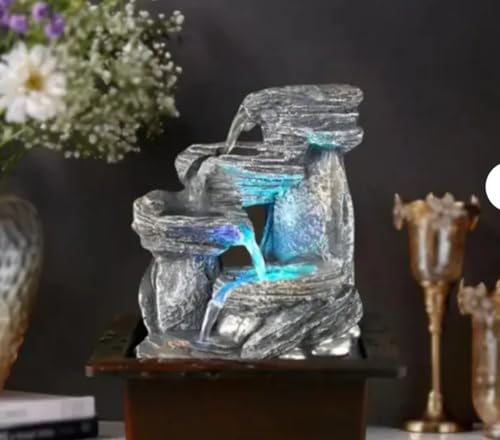 Fontaine decorative d'interieur en pierre grise et cascade de table - 4