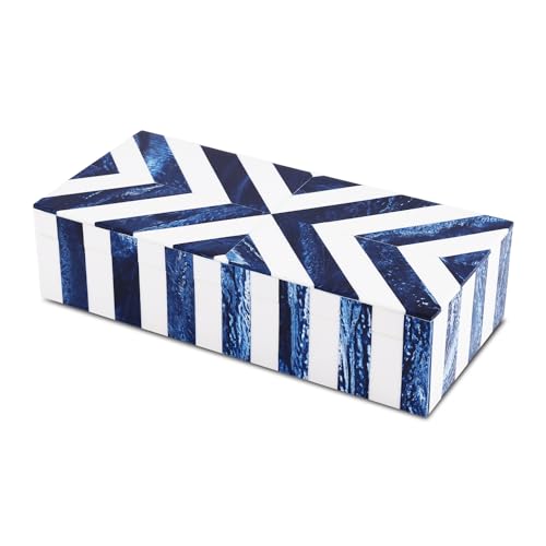 Image of Handicrafts Home Chevron Collection, Storage Organizer Decorative Box Multipurpose Gift - Chevron Blue 10x4.5x2.5 inch
