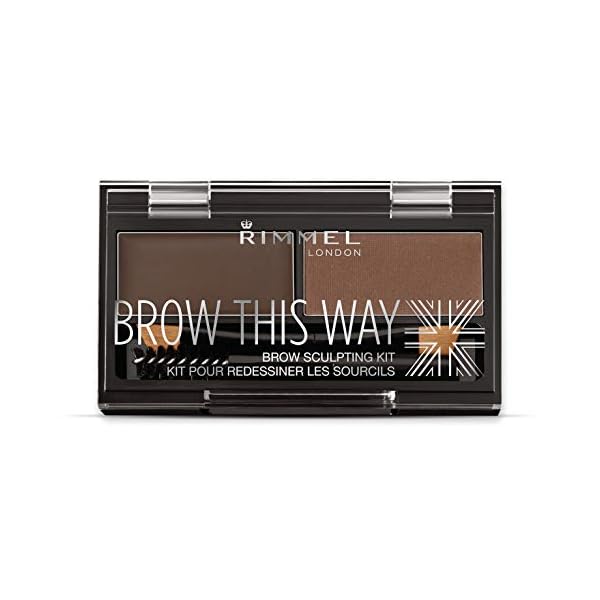 Rimmel Brow This Way Sculpting Kit, Dark Brown, Powder 0.04 oz., Wax 0.03 oz., Brow Sculpting & Styling Kit with Eyebrow Wax & Setting Powder