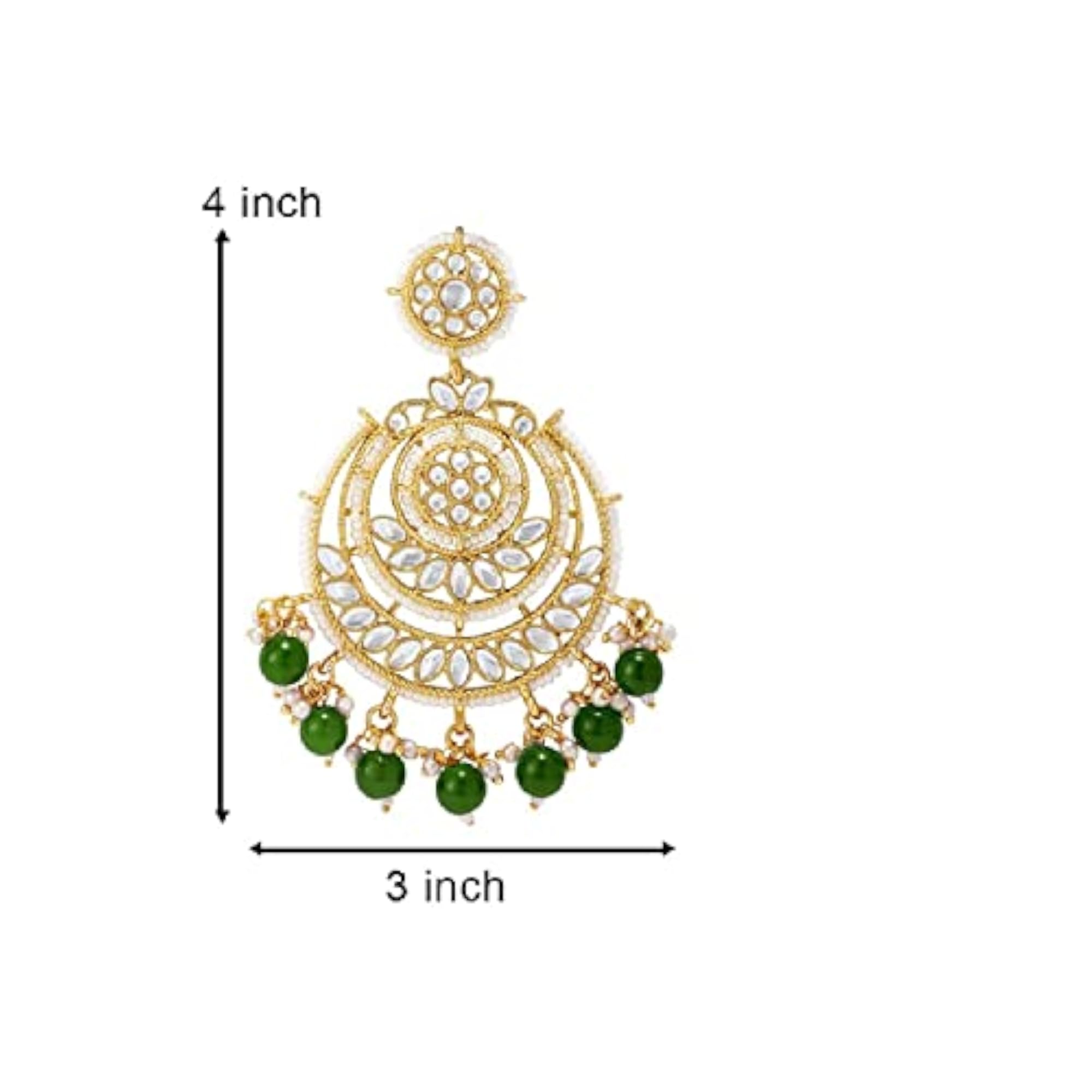 Beaded Chandbali Earrings with Kundans & Pearls (E3002G)
