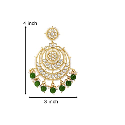 Beaded Chandbali Earrings with Kundans & Pearls (E3002G)