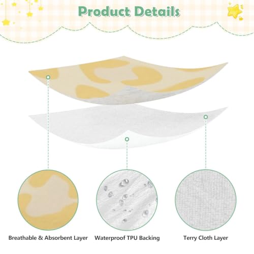 Parure de lit imperméable pour berceau jaune léopard 132x71 cm
