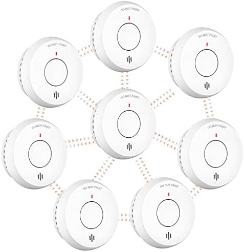 Jemay Wireless Interconnected Smoke Detectors, Fire Alarm with 820 ft Transmission Range, Smoke Alarm 10 Year Lithium Battery Operated, Fire Detector with Silence/Low Battery Signal,8 Pack
