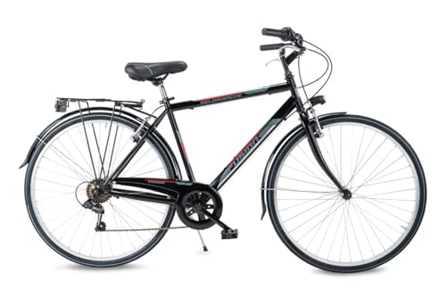Velomarche Bazam - Herrenfahrrad City Bike Fusion 28 Zoll, 6 Gänge, Stadtfahrrad, Stahlrahmen, Erwachsene Herren, Größe 54, Schwarz Velomarche Bazam - Herrenfahrrad City Bike Fusion 28 Zoll, 6 Gänge, Stadtfahrrad, Stahlrahmen, Erwachsene Herren, Größe 54, Schwarz