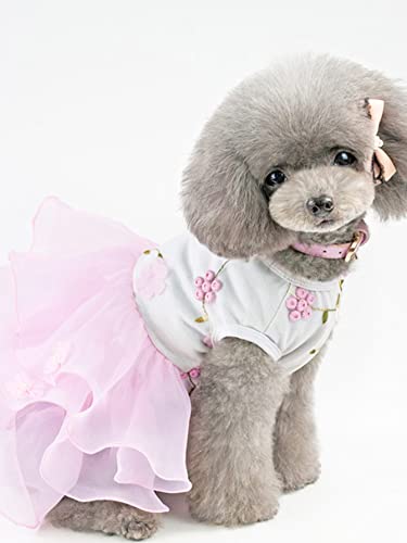 Qwinee Dog Dresses Pets Flower Mesh Dog Tutu Dress Birthday Wedding Party Dog Clothes For Cat Puppy Small Medium Dog Pink Xl #TOP3