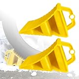 VEGOATY 2 Stück Unterlegkeile Auto: 15x10CM Rutschfest Tragbar Unterlegkeile Anhänger, Gelb Unterlegkeil Mit Griff Unterlegkeile Wohnmobil, Kunststoff Radkeil, Für Fahrzeugparkplätze