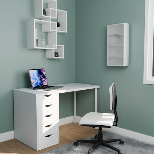 Mount Brook Locking Medicine Cabinet, 11.8\" W x 23.6\" H x 4.7\" D - Wall Mount Metal Medicine Cabinet with Lock, White Medical Cabinet, Frosted Glass Door with Keys and First Aid Cross Sign, 4 Shelves