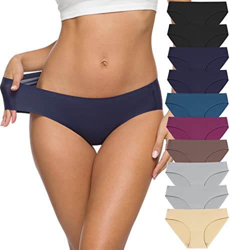 Xibing 10 Pack Womens Seamless Underwear No Show Stretch Bikini Panties Breathable Invisible Hipster Panty(5004M,Multicolor2) #TOP9
