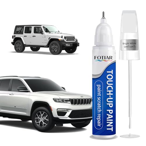 Bright White PW7/GW7 Touch up Paint for Jeep-Exact Match Scratch Repair Kit 2-In-1 Premium Car Paint Pen for Chips & Nicks