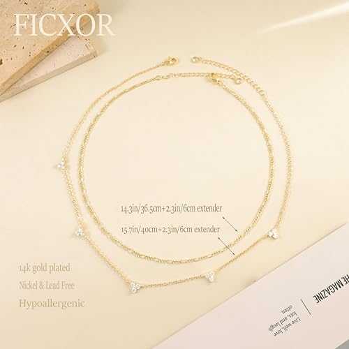 Choker Necklace for Women,Dainty 14K Gold Plated CZ layered Necklace Stack by FICXOR - Used condition - Image 3
