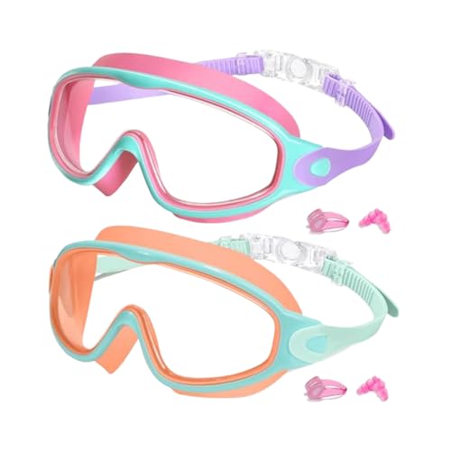 Dybnuhoc Gafas de natación – Gafas de natación para niños – Gafas antivaho con clip para la nariz, gafas de protección UV para jóvenes, niños y niñas, playa, piscina, verano