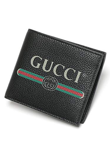 [GUCCI] (グッチ) レザー ロゴプリント 二つ折り 財布 ［GC4963160GCAT］ブラック / - [並行輸入品]
