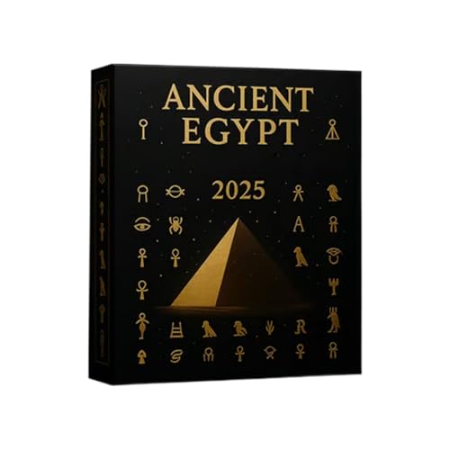 Calendrier de l'Avent Égypte ancienne 2025-24 jours | Bijou égyptien 2D | Cadeau pour les amateurs d'histoire, décoration de bureau, présentation d'étagère, Fe