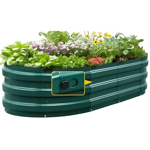 KING BIRD Raised Garden Bed Kit 2025 Upgraded 10-Minute Assembly Galvanized Planter Garden Box Outdoor for Gardening, Vegetables, Flowers, 47x24x12 in, Green Green 47X24X12 in