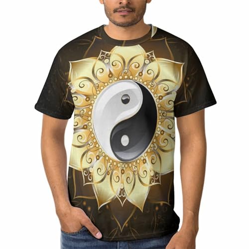 Tee Shirt de sport Tai Chi Homme Fleur d'or à manches courtes légères